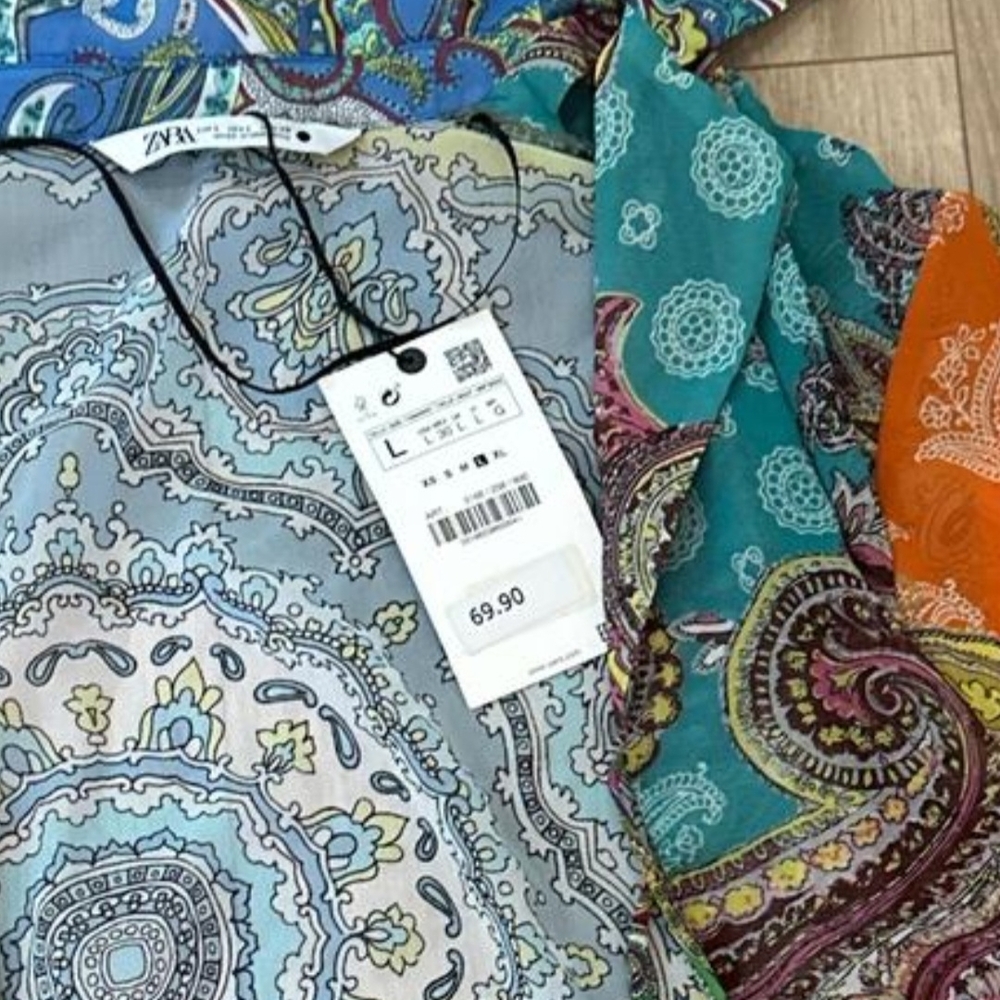 NWT Zara Multicolor Paisley Patchwork Ruffle Top Blogger Fav - Picture 2 of 9